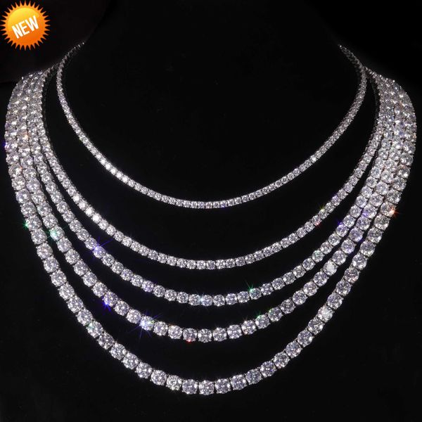 

fashion hip hop full diamond necklace 925 sterling silver plated gold necklace for men and women 3mm 5mm tennis chain ins
