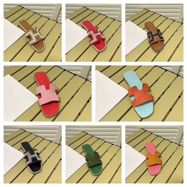 

brand name slippers women's fashion beach slippers designer sandals women's 2023 new h letter slippers leather flat high-quality s, Black
