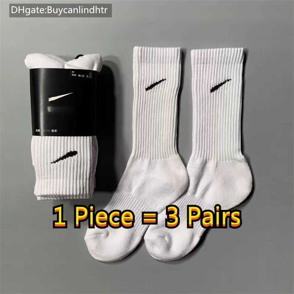 

mens womens socks pure cotton classic long tube breathable anti odor mix nk soccer basketball sports jshg, Black