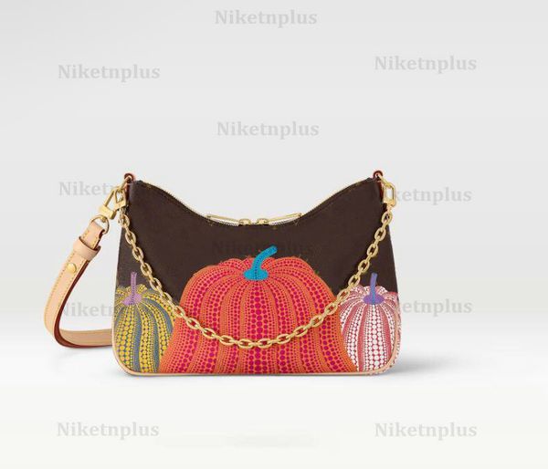 

2023 yayoi kusama designer bag m46470 yk boulogne pumpkin print handbag women's designers luxury crossbody with chain underarm purse wa