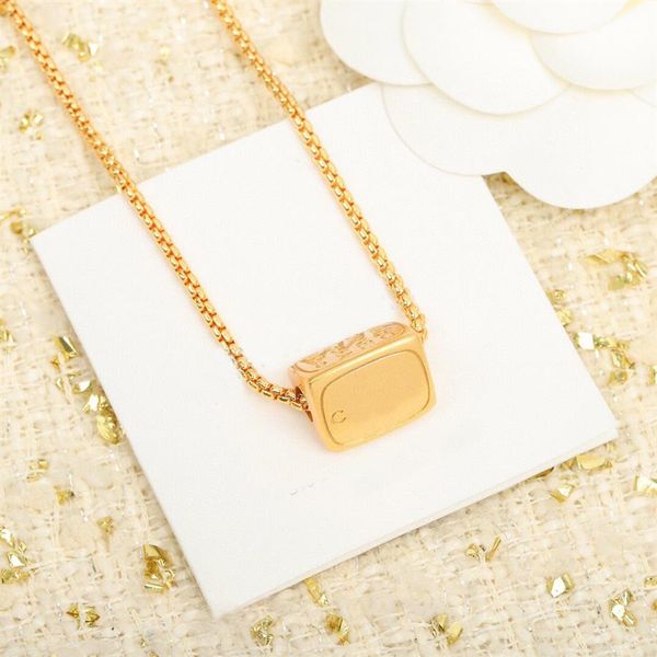 

2022 trangle pendant necklace with one line design in 18k gold plated for women wedding jewelry gift have box stamp ps249l, Silver