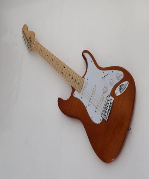 

dark red body electric guitar with white pickguardchrome hardwareflame maple veneerprovide customized services5379215