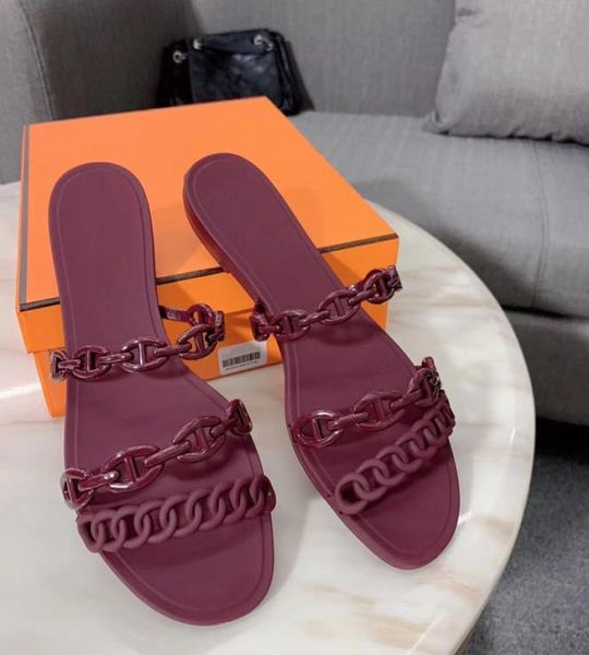 

women fashion flat slides sandal rivage chaine d039ancre slipper designer shoes balck blue  colors beach sandals party shoes w1687645, Black