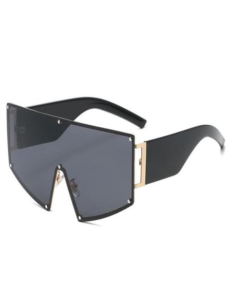 

oversized luxury designer sunglasses men women retro onepiece lenses glasses rivets driving goggle cool lunette de soleil homme1662283, White;black