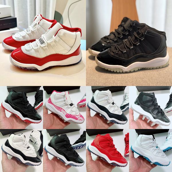 

2022 kids shoes cool grey 11 xi sneaker concord space jam metallic silver pink snakeskin bred legend blue 72-10 children boys girls sports t