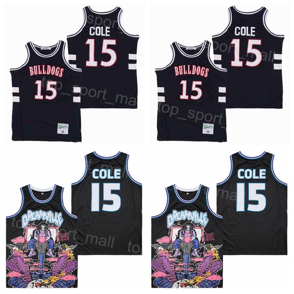 

high school basketball 15 jermaine cole jersey terry sanford shirt uniform brand x 15 dreamville team color navy blue black moive hiphop col