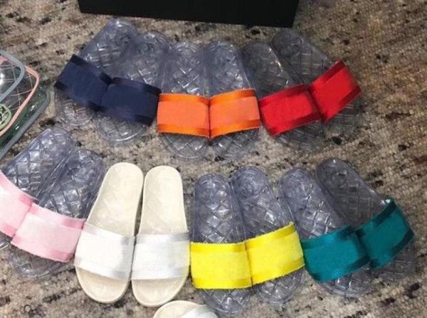 

women jelly transparent pvc clear sandals slippers rubber slide sandal floral brocade gear bottoms flip flops striped beach slippe2638657, Black