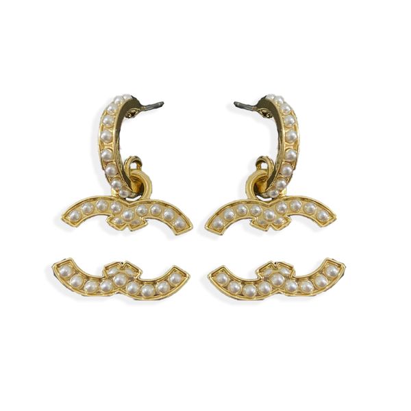 

charm pearl dangle love earrings women's romantic stud earrings 18k gold plated high sense family gift earrings luxury spring new famil, Silver