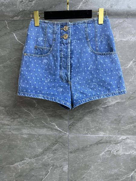 

2023 designer summer printing pattern denim shorts pants for women fashion high waist ladies casual loose shorts street wear, White;black