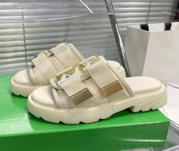 

thick sole slippers women nylon buckle strap mules summer flat beach slides street style platform slippers woman9721495, Black