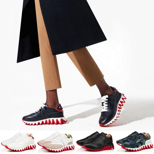 

2023 spring and autumn men women runing shoes brand sneakers donna low-sneaker calfskin leather matte spikes lace-up shark tooth rubber sole