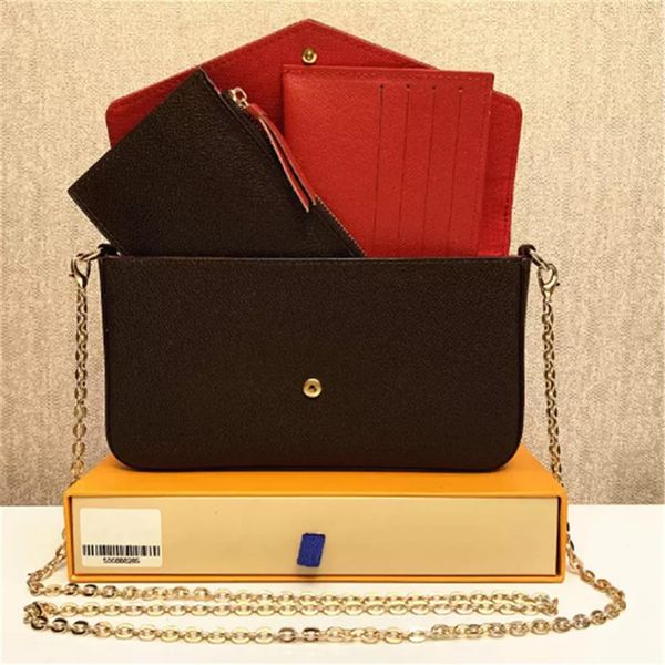 

evening bags 3pcs set women classic luxury designer handbag pochette felicie bag genuine leather handbags shoulder handbag clutch 254u