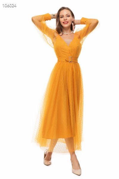 

v-neck mesh dress spring/summer 2023 new french fashion mesh dotted fluffy large swing mid length dress, Black