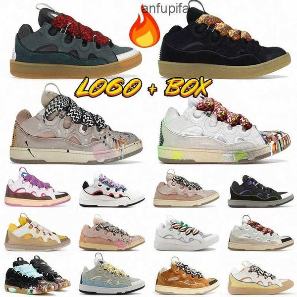 

lanvins designer mesh women lace-up bread shoes style 90s extraordinary sneaker embossed leather curb sneakers mens womens in nappa calfskin, Black