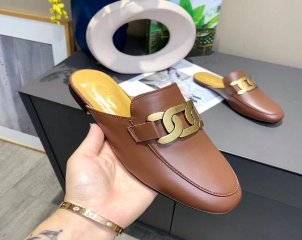 

spring and autumn designer slippers leather new fashion flat women039s shoes wearresistant lazy loafers casual and comfortable3910085, Black