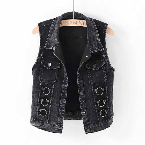 

vests fashion denim vest female spring autumn sleeveless wild short jacket women jean waistcoat white black chaleco mujer s5xl, Black;white