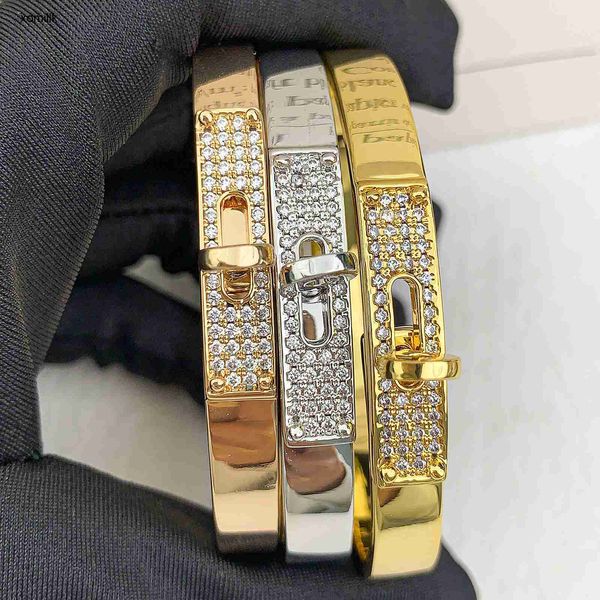 

hermm classics bracelet new half diamond bracelet women s copper plated 18k temperament pig nose light luxury button, Black