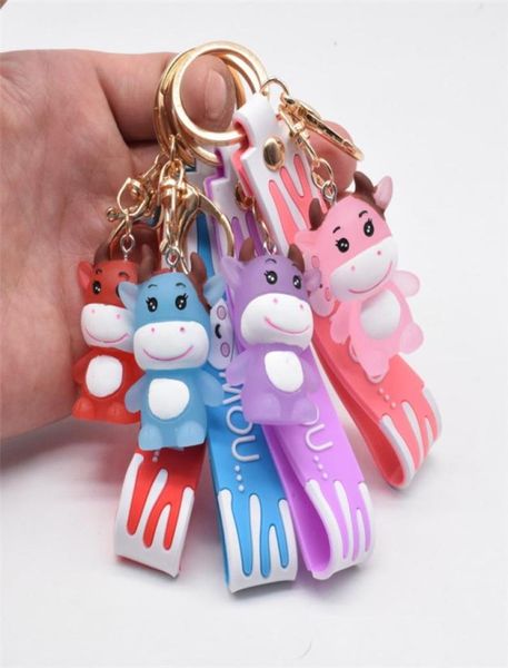 

cute cow doll keychain lovely cartoon car key chain girl bag pendant accessories keyring lovers holiday gifts4312325, Silver