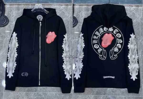 

hoodies & sweatshirts designer hoody clothing womens hooded ch flower arm front printed pocket jackts coat black 3 q428