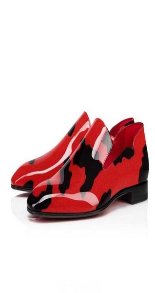 

2023 new color matching square toe men shoes shiny red patent leather print flatheeled loafers fashion design comfortable breatha4275938, Black