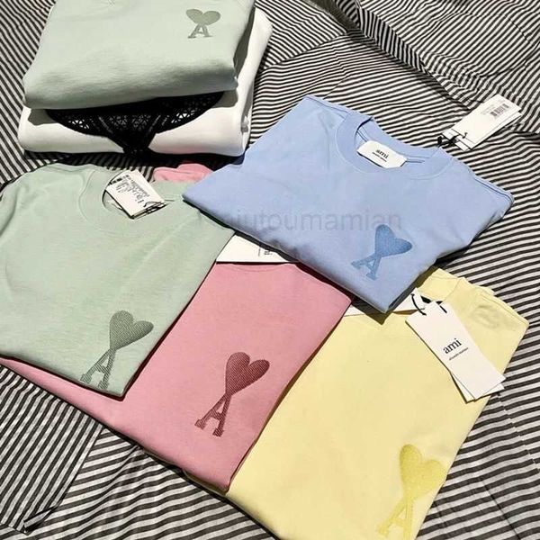 

t shirts for men women amis macaron heart embroidery short sleeve summer new candy frozen men's and women's t-shirt 7pxw, White;black