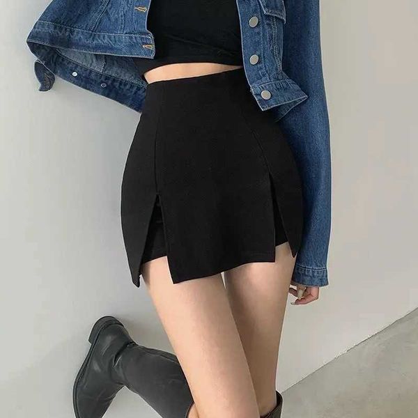 

skirts korean slit irregular high waist bodycon all-match mini skirt women summer popular y2k streetwear harajuku preppy e-girl skirt aa2304, Black