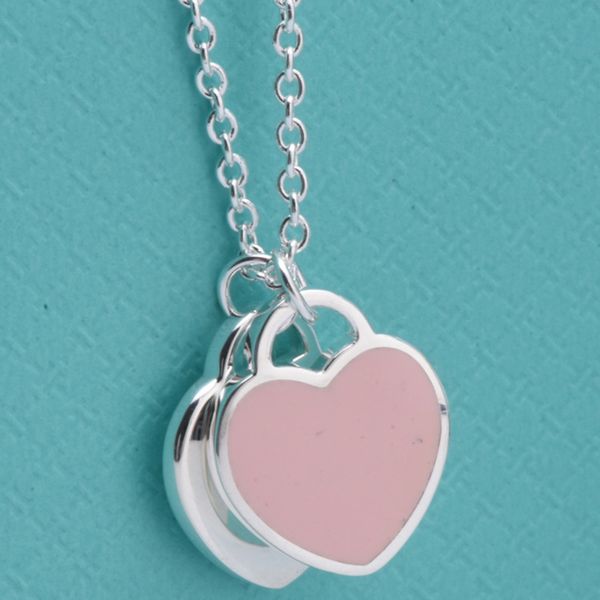

10mm heart necklace woman in silver please return to love blue pink red tags 2 pendants necklaces designer jewelry valentine day christmas g