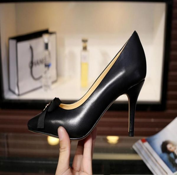 

ogue choices u630 3 colors genuine leather bee bow pointy heels pumps shoes nude red black work classic3973634