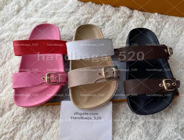

luxury designer men women sandals eur3545 beach cartoon big head slippers leather flat belt buckle bath shoes7413042, Black
