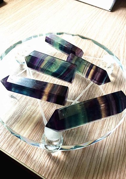 

rainbow color crystals points natural fluorite stripe point quartz reiki healing crystal cure chakra stone for home deco 3cm4cm59423378