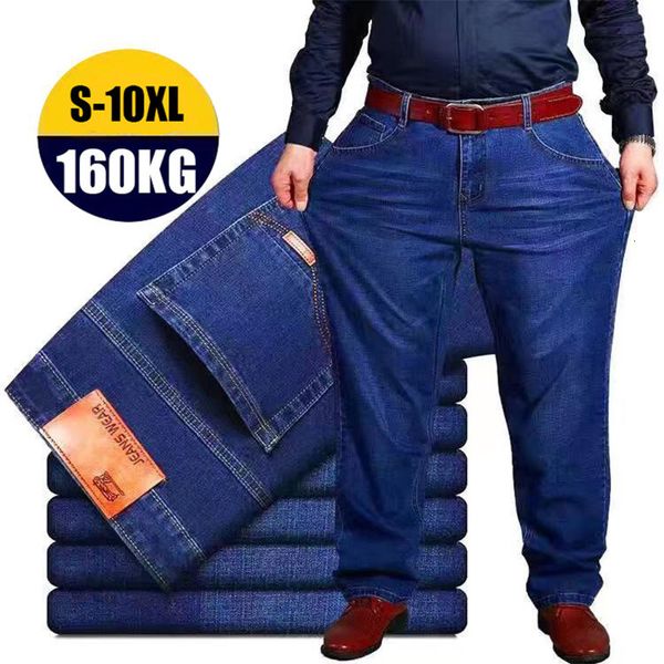 

mens jeans oversize black blue loose big size for casual fat trousers cargo pants pantalon homme 8xl 10xl 230420