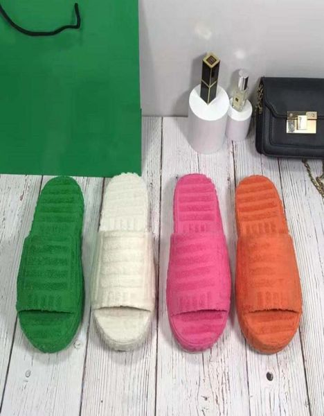 

fashion slippers sandals womens designer slides fabric rubber outsole grass green sponge thick bottom slipper heel 35cm wedge san3578595, Black