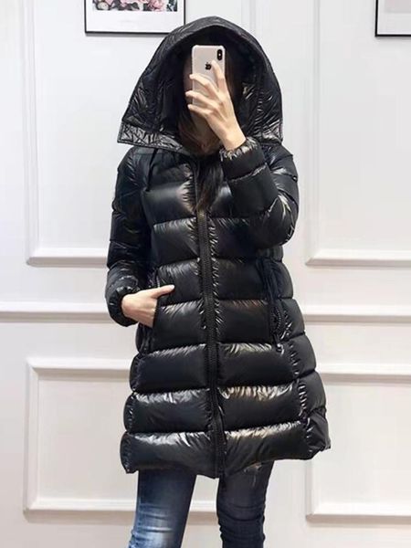 

parkas janveny 2022 down jacket women's fashion casual aline shaped cape hooded long puffer coat 90% duck down parkas female outwear, Black