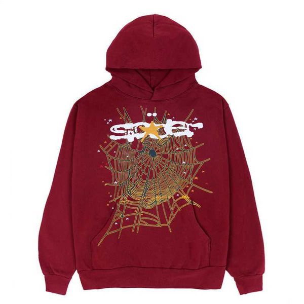 

23fw red sp5der pullover men women young thug oversized spiderweb hoodies, Black