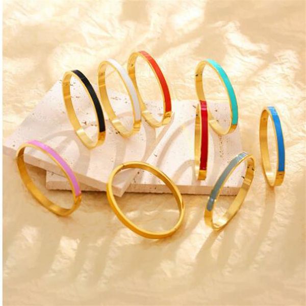 

4 6mm thintitanium steel bangles bracelets drops glue colored enamel bracelet fashion jewelry buckle style246z, Black