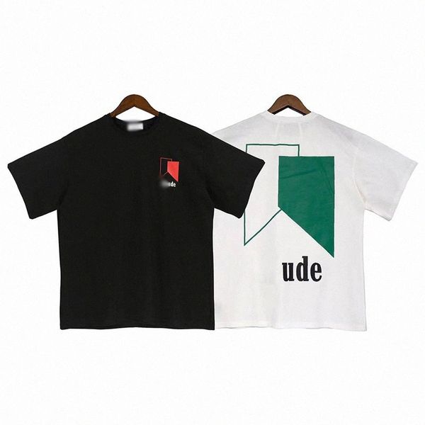 

rhude short-sleeved 2022 summer new printed loose half-sleeved ins niche trendy brand american style high street couple's t-shirt u5cz#, White;black