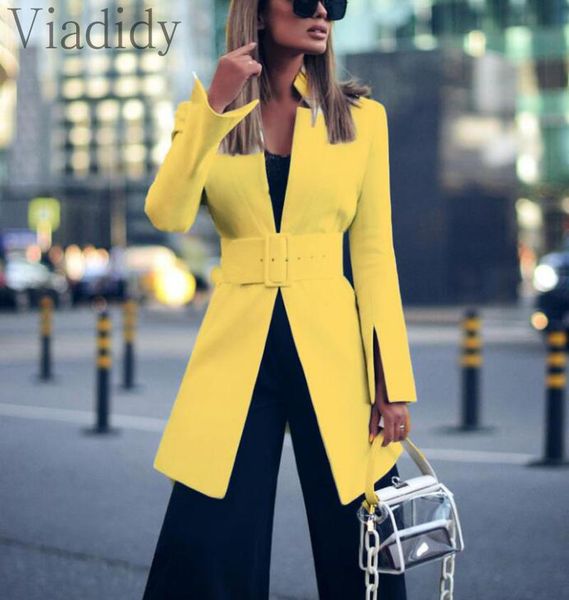 

pants long sleeve solid blazer workwear blazer with belt femme, White