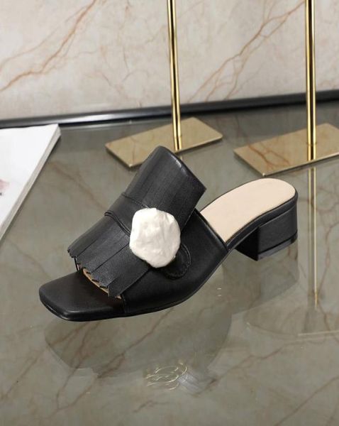 

summer new beach slippers fashion designer women lazy low heeled flops leather letters lady cartoon slippers luxury metal ladies s6660745, Black