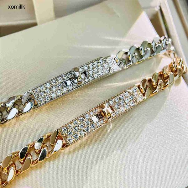 

hermm designer bracelet diamond inlaid large chain fashionable mix and match personalized rotating buckle cuban women s version, Black