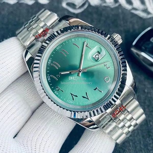 

mens automatic mechanical watch 41mm arabic numeral dial watches folding clasp casual life waterproof design business wristwatches, Slivery;golden