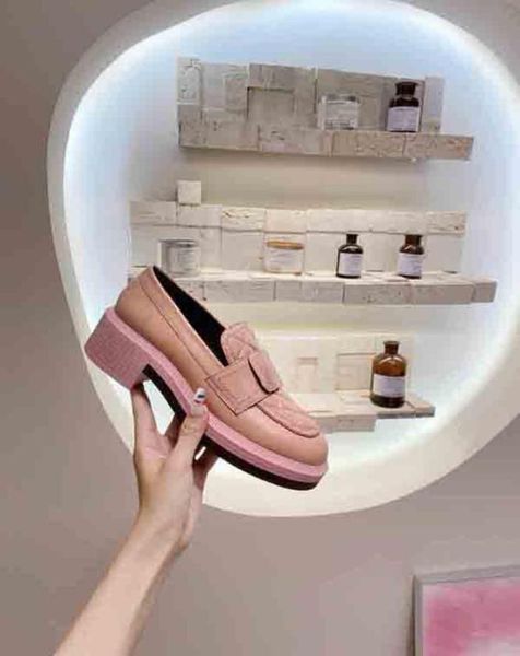 

2022 new arrival genuine leather dress shoes women loafers women039s luxury brand designelambskin dark pink black 452240