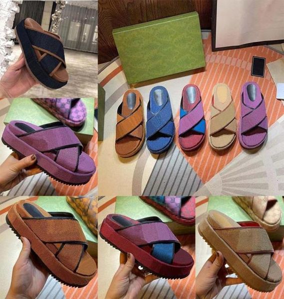 

classic woman slippers thick soles high heel slipper strawberry beach bottom shoes platform alphabet sandals leather1010668, Black