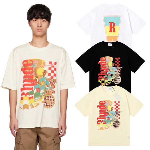 

designer fashion clothing tees hip hop tshirts 2023 summer new pattern printed t-shirt men's women's trend loose cotton short slee, White;black