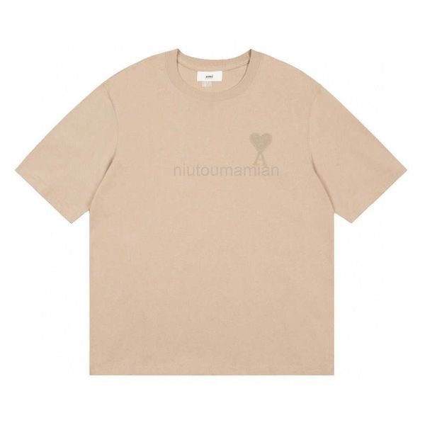 

t shirts for men women embroidery men's amis heart la women's amit peach t-shirt a short and sleeve couple love loose fit casual u, White;black