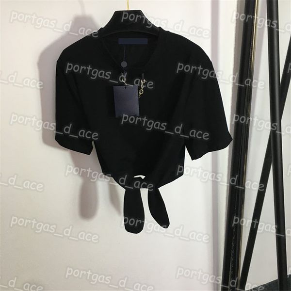 

designer women t shirt cropped short sleeve summer cool street style, Black