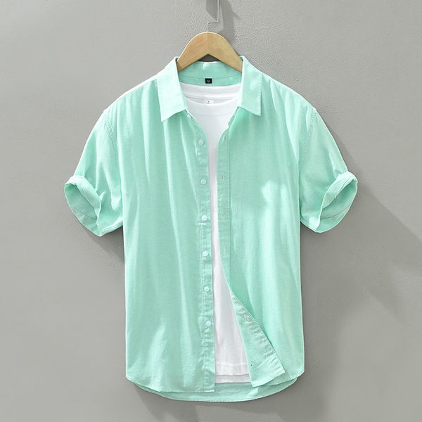 

men's casual shirts summer new short sleeve shirt for men pure cotton turn-down collar button down shirts male solid casual korean clot, White;black