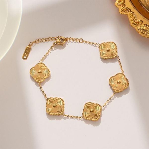 

love bracelets fashion classic 4 four leaf clover charm bracelets for women womens fancy bracelet chains anniversary gift thanksgi278j, Golden;silver