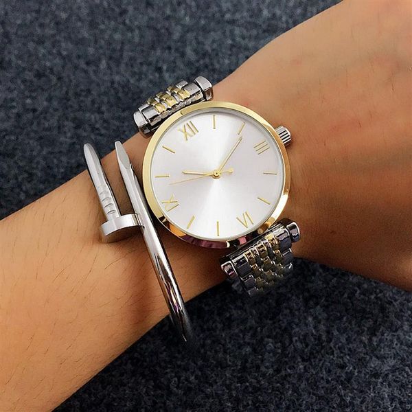 

fashion brand watches women girl style metal steel band quartz wrist watch ar01277h, Slivery;brown