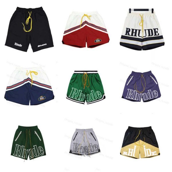 

designer shorts rhude shorts men's capsule shorts summer beach pants mesh material breathable sweat loose fitness basketball pants mens, White;black