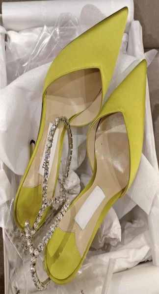 

luxury saeda sandals shoes crystalencrusted anklets women039s pumps crytal stiletto heels summer pointed toe lady hig8995508, Black